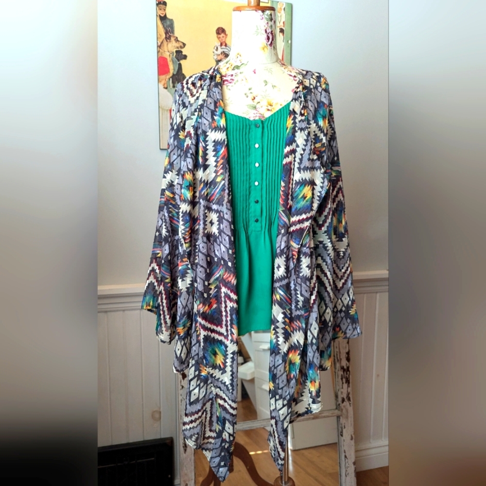 Adore High Low Aztec Print Cardigan